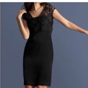 Banana Republic Black Lace Cap Sleeve Velvet Bow Miri Cocktail Dress - SIZE 16